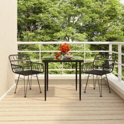 vidaXL Set mobilier de grădină, 3 piese, negru, poliratan (3157852) - comfy
