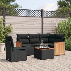 vidaXL Set mobilier de grădină cu perne, 6 piese, negru, poliratan (3227658)
