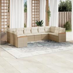 vidaXL Set canapele de grădină cu perne, 10 piese, bej, poliratan (3258726)