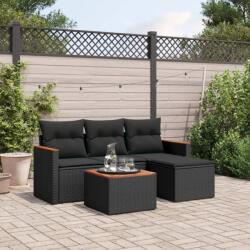 vidaXL Set mobilier de grădină cu perne, 5 piese, negru, poliratan (3225908)