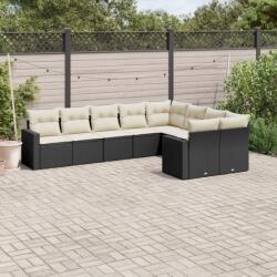 vidaXL Set mobilier de grădină cu perne, 9 piese, negru, poliratan (3251773)
