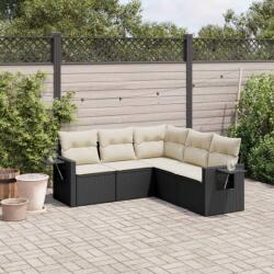 vidaXL Set mobilier de grădină cu perne, 5 piese, negru, poliratan (3220145)