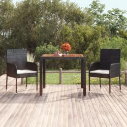 vidaXL Masă de grădină cu blat din lemn negru, 90x90x75 cm, poliratan (319897) - comfy