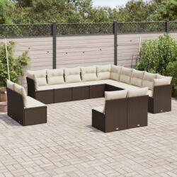 vidaXL Set canapele de grădină cu perne, 13 piese, maro, poliratan (3250332)