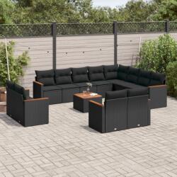 vidaXL Set mobilier de grădină cu perne, 13 piese, negru, poliratan (3226517)