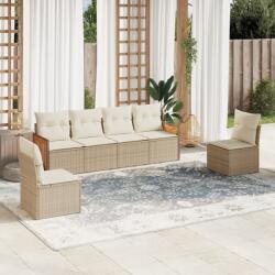 vidaXL Set canapele de grădină cu perne, 6 piese, bej, poliratan (3227542)