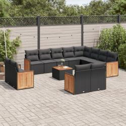 vidaXL Set mobilier de grădină cu perne, 13 piese, negru, poliratan (3228197)