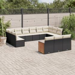 vidaXL Set mobilier de grădină cu perne, 13 piese, negru, poliratan (3228135)