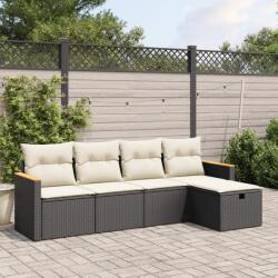 vidaXL Set mobilier de grădină cu perne, 5 piese, negru, poliratan (3265284)