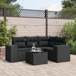 vidaXL Set mobilier de grădină cu perne, 5 piese, negru, poliratan (3222514)