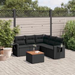 vidaXL Set mobilier de grădină cu perne, 6 piese, negru, poliratan (3224557)