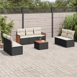vidaXL Set mobilier de grădină cu perne, 8 piese, negru, poliratan (3259963)