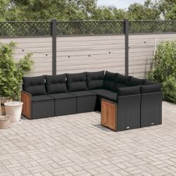 vidaXL Set mobilier de grădină cu perne, 8 piese, negru, poliratan (3228232)
