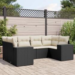 vidaXL Set mobilier de grădină cu perne, 6 piese, negru, poliratan (3255313)