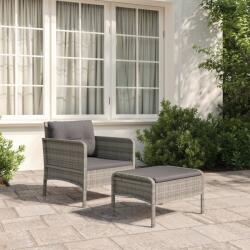vidaXL Set mobilier de grădină cu perne, 2 piese, gri, poliratan (319679) - comfy