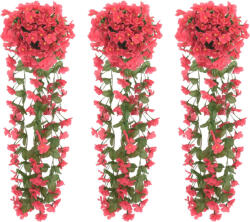 vidaXL Ghirlande de flori artificiale, 3 buc. , roze, 85 cm (359051)