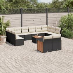vidaXL Set mobilier de grădină cu perne, 13 piese, negru, poliratan (3260530)