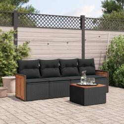 vidaXL Set mobilier de grădină cu perne, 5 piese, negru, poliratan (3259857)