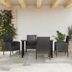 vidaXL Set mobilier de grădină, 5 piese, negru, poliratan și oțel (3203346)
