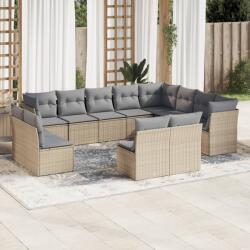 vidaXL Set canapele de grădină cu perne, 12 piese, bej, poliratan (3218469)
