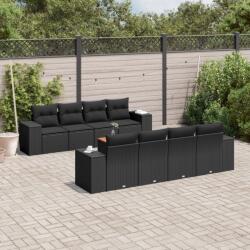 vidaXL Set mobilier de grădină cu perne, 9 piese, negru, poliratan (3257693)