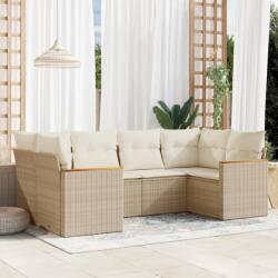 vidaXL Set canapele de grădină cu perne, 6 piese, bej, poliratan (3226261)