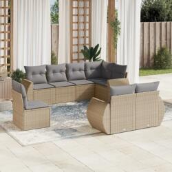 vidaXL Set canapele de grădină, 8 piese, cu perne, bej, poliratan (3221638)