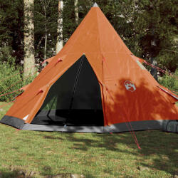 vidaXL Cort camping 4 persoane gri/portocaliu 367x367x259cm tafta 185T (94382)