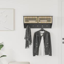 vidaXL Dulap de perete cu cârlige, negru, 80x24x35, 5cm, lemn prelucrat (352131) - comfy Garderoba