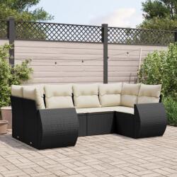 vidaXL Set mobilier de grădină cu perne, 6 piese, negru, poliratan (3254113)