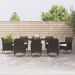 vidaXL Set mobilier de grădină cu perne, 9 piese, negru, poliratan (3187322) - comfy