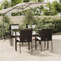 vidaXL Set mobilier de grădină cu perne, 5 piese, negru, poliratan (3185098) - comfy