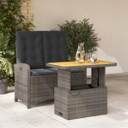vidaXL Set mobilier de grădină cu perne, 2 piese, gri, poliratan (3277346)
