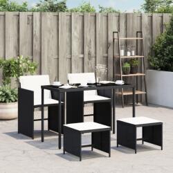 vidaXL Set mobilier de grădină cu perne, 5 piese, negru, poliratan (365080)