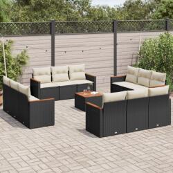 vidaXL Set mobilier de grădină cu perne, 13 piese, negru, poliratan (3225839)