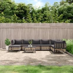 vidaXL Set mobilier de grădină cu perne, 9 piese, antracit, poliratan (3186793) - comfy