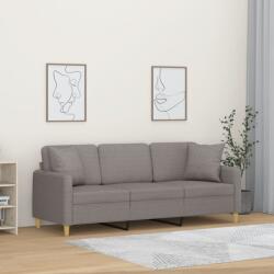 vidaXL Canapea cu 3 locuri cu pernuțe, gri taupe, 180 cm, textil (3200924)