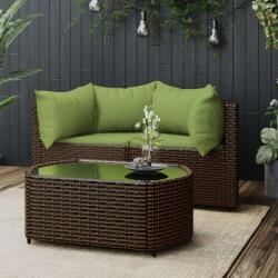 vidaXL Set mobilier de grădină cu perne, 3 piese, maro, poliratan (319839) - comfy