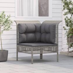 vidaXL Canapea de colț cu pernă de grădină, gri, poliratan (319659) - comfy