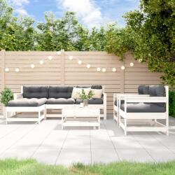 vidaXL Set mobilier de grădină, 7 piese, alb, lemn masiv de pin (3186257)