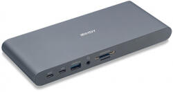 Lindy DST-Pro 5K XT USB-C USB 3.0 DisplayPort HDMI RJ-45 SD/MicroSD Jack 3.5 mm PD 100W Silver (LY-43349)