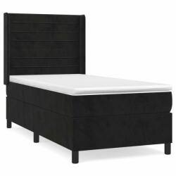 vidaXL Fekete bársony rugós ágy matraccal 90x190 cm (3132713) - shopon
