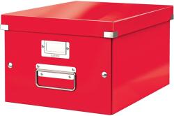 Leitz WOW Click & Store tárolódoboz, laminált karton, részben újrahasznosított, összecsukható, fedéllel és fogantyúval, 28x20x37 cm, piros színű (LZ60440026)