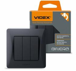 Videx 3-as csillárkapcsoló , vízszintes , fekete , süllyesztett , Videx , BINERA (5453)