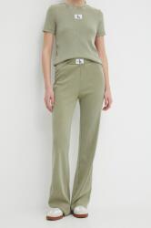Calvin Klein Jeans nadrág női, zöld, magas derekú trapéz - zöld S