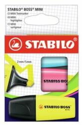 STABILO Kiemelő - STABILO BOSS MINI - 3 csomag - sárga, kék, rózsaszín