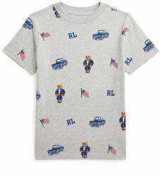 Ralph Lauren gyerek pamut póló szürke, mintás - szürke 117-123
