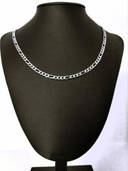  Elegance Figaro nemesacél nyaklánc ezüst fazonban 4.5 mm széles 50 cm-től 70 cm-ig választható 10 cm-ként (6102)