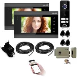 Mentor Kit VideoInterfon 2 familii wireless WiFi IP65 2MP 7 inch Color 4in1 4 fire Mentor SYKT005