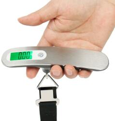 BONTOUR Bőröndmérleg, digitális kézi mérleg, LCD kijelző, maximum 50 kg (3105-Silver)
